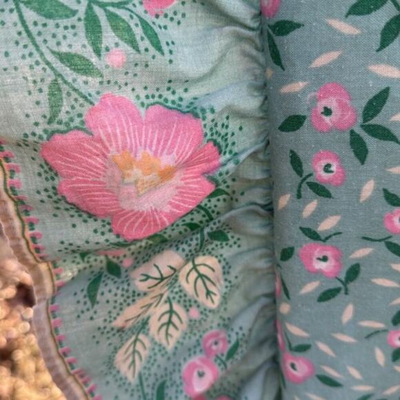 Vintage Wamsutta  Pink Blue Green Floral Ruffle Queen Comforter‎ - Picture 5 of 6